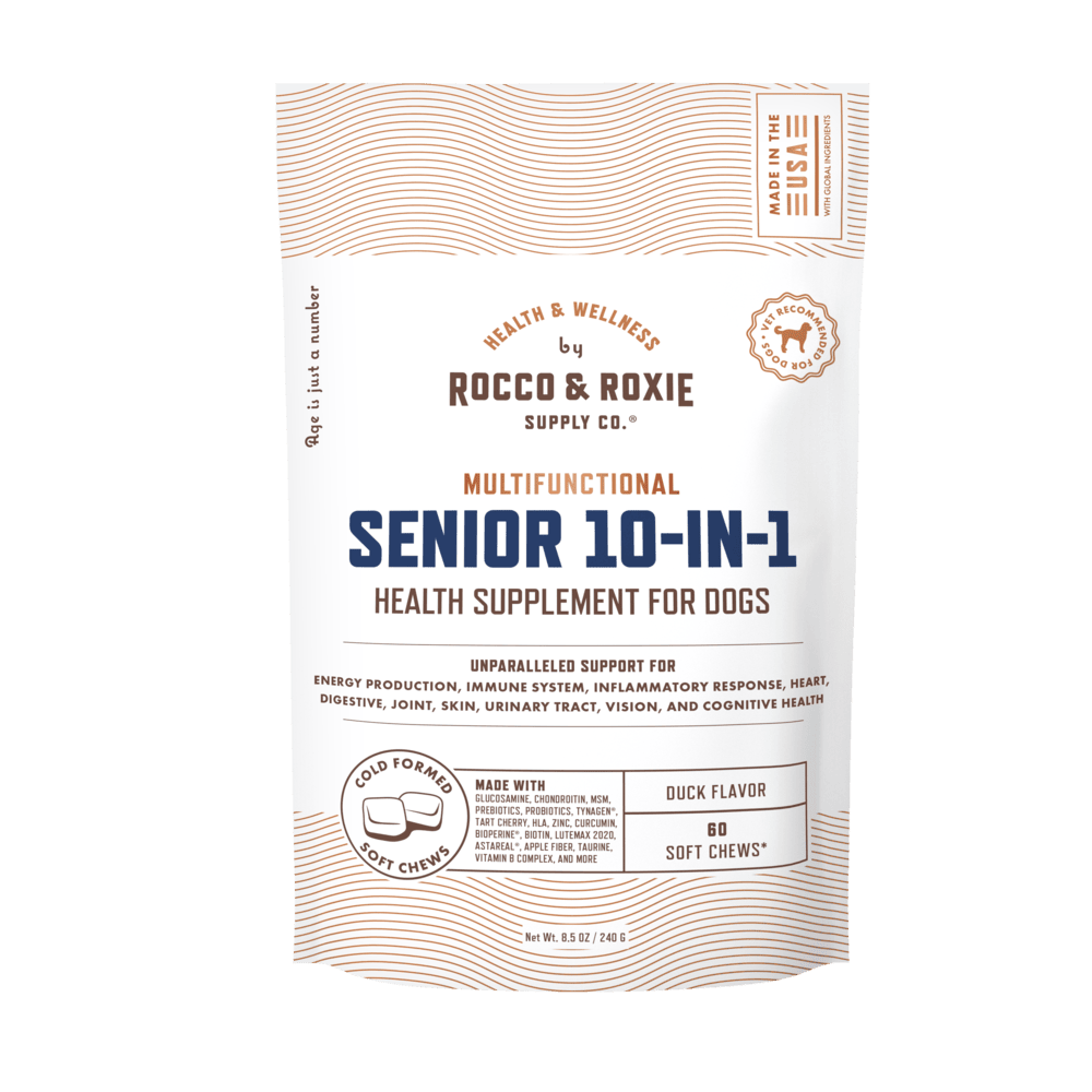 Rocco & Roxie 10-in-1 Senior Dog Supplement, Immune Support, Duck Flavor, 60 Chews