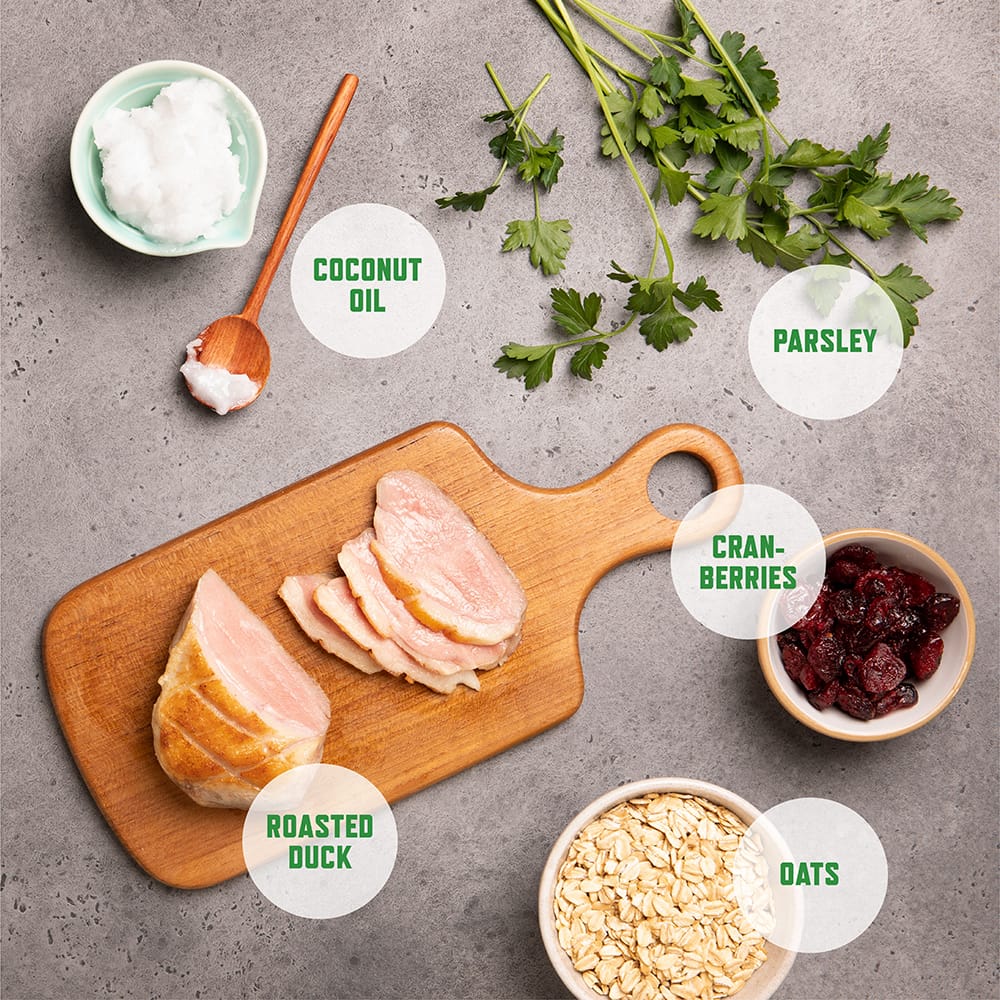 Roasted Duck with Cranberries & Parsley Dog Biscuits